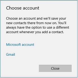 Choose account, Microsoft Account, Outlook