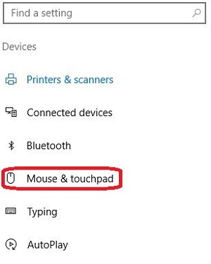 Settings, Mouse & touchpad