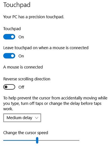 touchpad settings