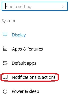System, Notifications & actions