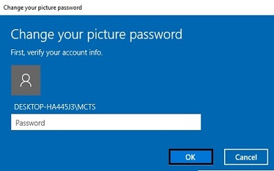 Verify password, OK