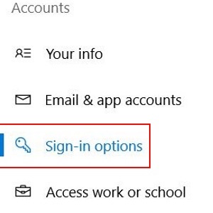 Sign-in options, PIN, remove