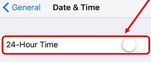 Apple iOS 9 Date and Time Settings - 24-hour on/off