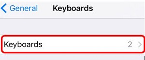Apple iOS Keyboards Setting - Keyboards Selection