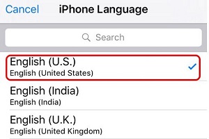 Apple iOS 9 List of languages