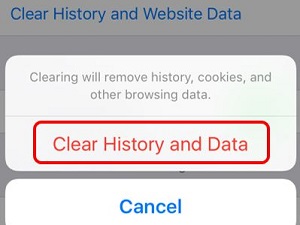 Clear History and Data Confirmation