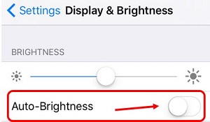 Apple iOS 9 Display and Brightness - Auto-Brightness on or off