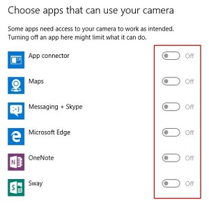 Windows 10 Camera Menu
