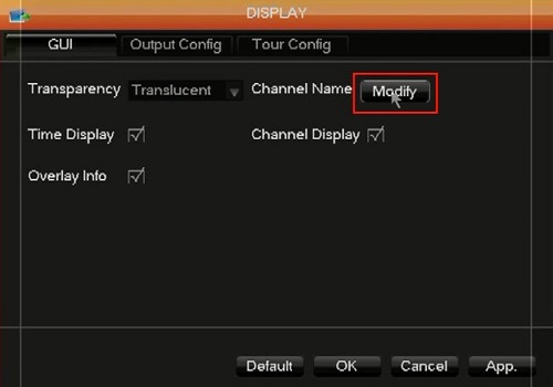 WinBook DVR Change Name Modify Menu