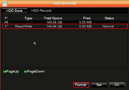 WinBook DVR HDD Manage Menu