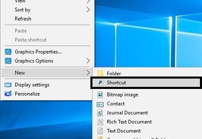 Desktop, New shortcut