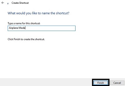 Create Shortcut, Name the shortcut