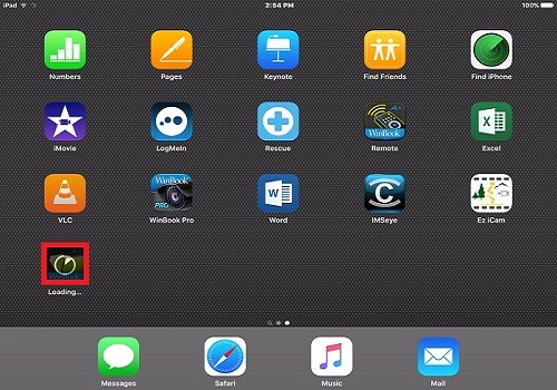 Apple iOS 9 Home Screen, WinBook App Selected
