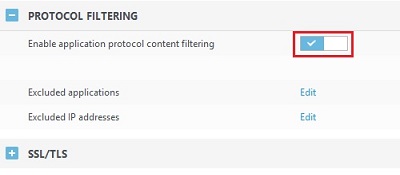 ESET Version 9Protocol content filtering toggle
