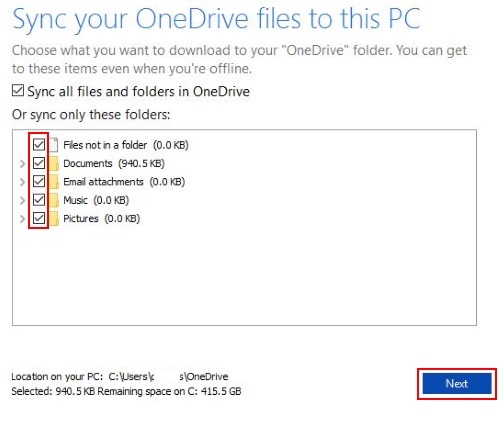 Sync files from your OneDrive