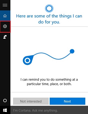 Cortana, Settings
