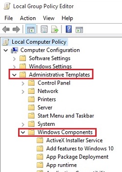 Local Computer Policy, Administrative Templates, Windows Components