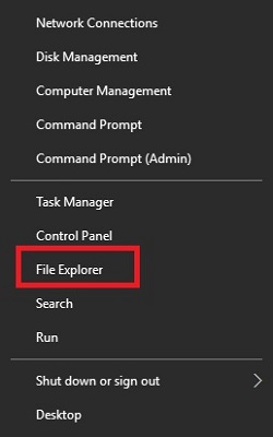 Start, File Explorer