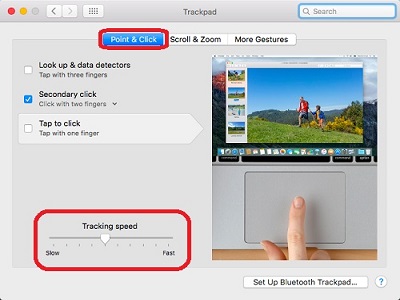 Trackpad, Point and Click, Tracking Speed