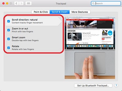 Trackpad, Scroll and Zoom