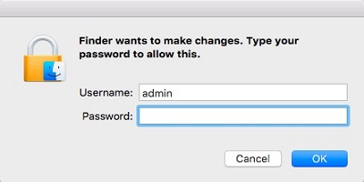 Username, Password, OK