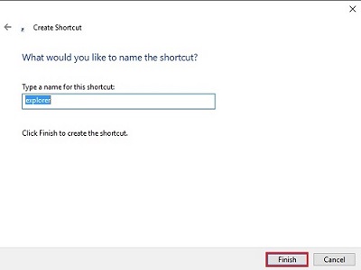 Create Shortcut, Name Shortcut