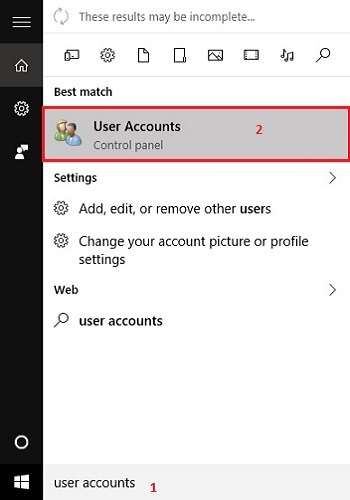 Search, User accounts