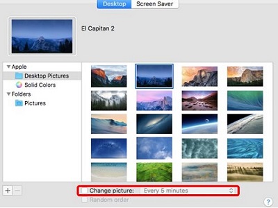 Desktop and Screen Saver, Change Picture, Random Order