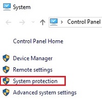 Windows 10 System, System protection