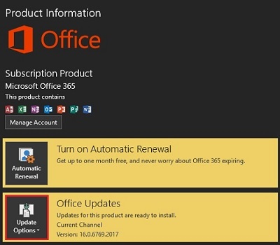 Product Information, Office Updates