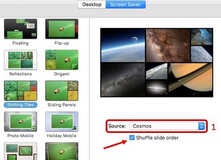 Desktop and Screen Saver, Source, Shuffle slide order