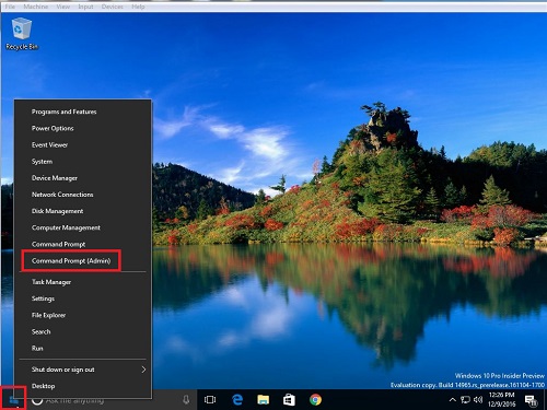 Windows 10 Start, Admin Command Prompt
