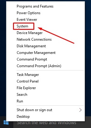 Windows 10 desktop, Start button, System