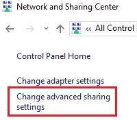 Change advanced sharing settings