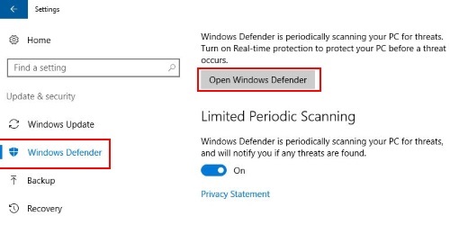 windows defender scan