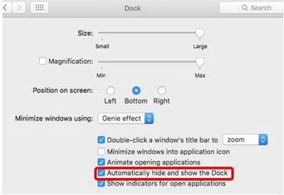 Dock, Automatically hide and show the Dock
