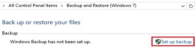 Backup and Restore Windows 7, Set up backup