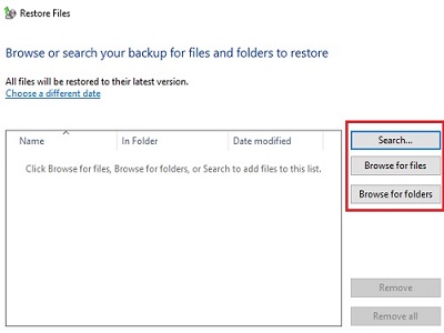 Locating backup files or folders