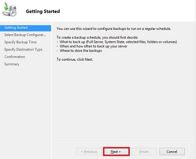 Windows Backup Wizard, Getting Started