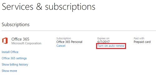 Office account services & subscriptions