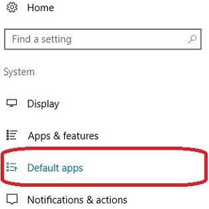 Settings, System, Default Apps