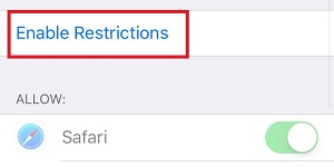 Restrictions, Enable Restrictions