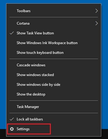 Windows Taskbar, Settings