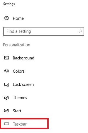 Windows Settings, Taskbar