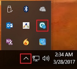 Windows Task Bar, Hidden Icons, ESET Icon