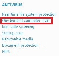 ESET, Antivirus Menu, On-Demand Computer Scan