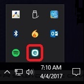 Taskbar, Show hidden icons, ESET icon