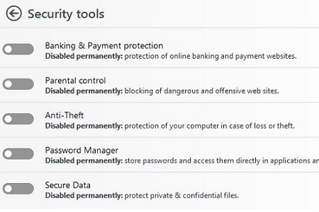 Security Tools Settings