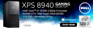 Dell XPS 8940 Gaming Desktop; Intel Core i7 10700 2.9GHz processor; NVIDIA GTX 1660 Super 6GB GDDR6; 1TB SSD; Microsoft Windows 10 Pro; sku 150458. Shop Now