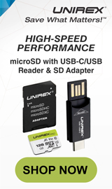 Unirex. Save what matters. High-speed performance microSD with USB-C Reader